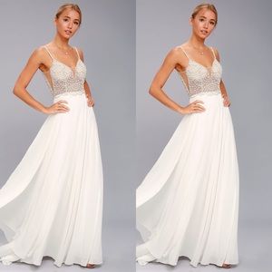 True Love White Beaded Rhinestone Maxi Dress